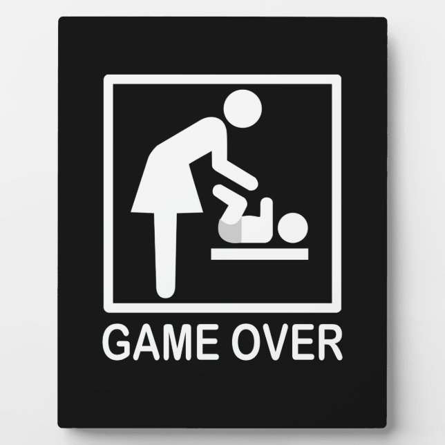 Game Over Mom Humorous Pictogram Plaque (Front)