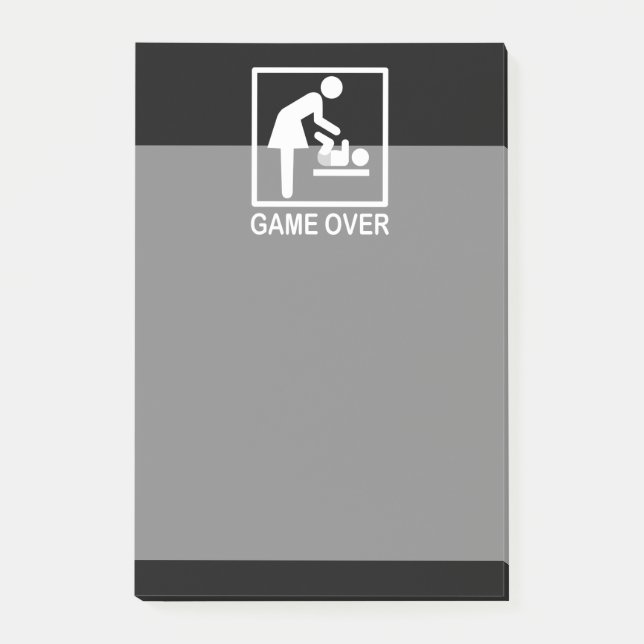 Game Over Mom Humorous Pictogram Post-it Notes (Front)