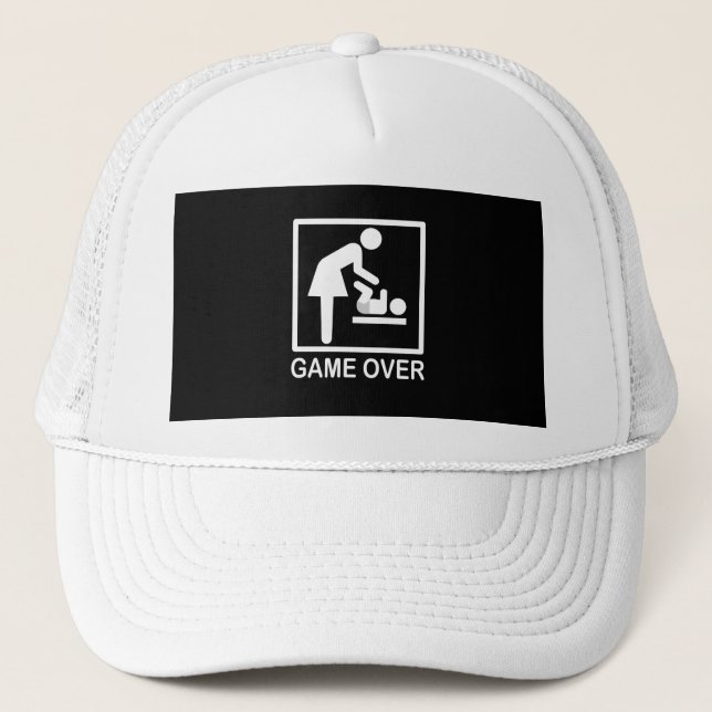 Game Over Mom Humorous Pictogram Trucker Hat (Front)