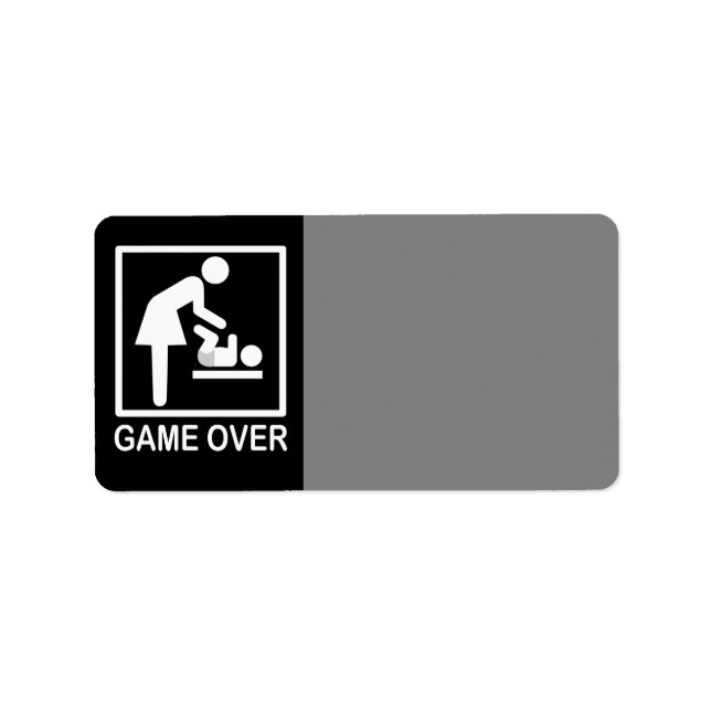 Game Over Mom Humorous Signage Label (Front)