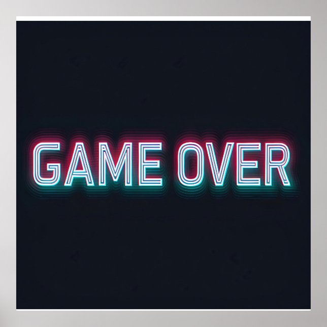Game Over Neon Sign | Retro Glowing Arcade Design  (Front)