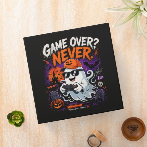 Game Over Never Funny Gamer Ghost Halloween 3 Ring Binder