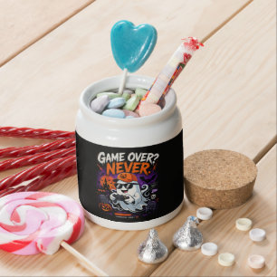 Game Over Never Funny Gamer Ghost Halloween Candy Jar