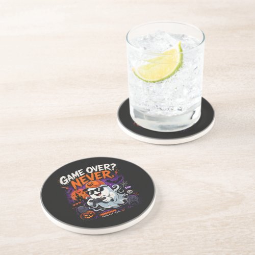 Game Over Never Funny Gamer Ghost Halloween Coaster