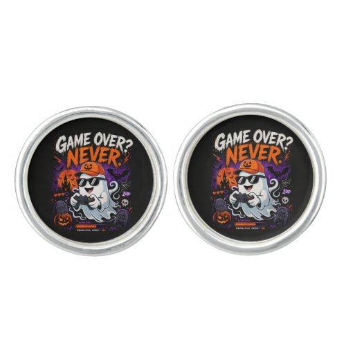 Game Over Never Funny Gamer Ghost Halloween Cufflinks