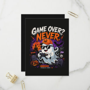 Game Over Never Funny Gamer Ghost Halloween Invitation Postcard