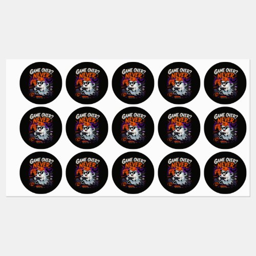 Game Over Never Funny Gamer Ghost Halloween Labels