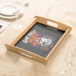 Game Over Never Funny Gamer Ghost Halloween Serving Tray