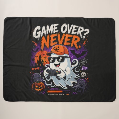 Game Over Never Funny Gamer Ghost Halloween Sherpa Blanket