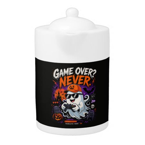 Game Over Never Funny Gamer Ghost Halloween Teapot