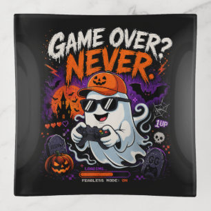 Game Over Never Funny Gamer Ghost Halloween Trinket Tray