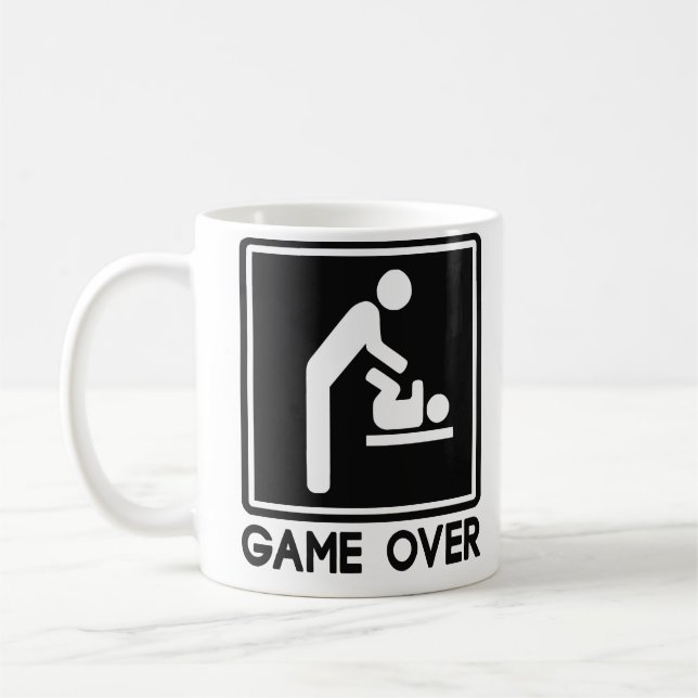Game Over New Baby for Parent Dad Coffee Mug (Left)