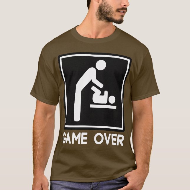 Game Over New Baby for Parent Dad T-Shirt (Front)