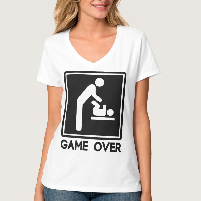 Game Over New Baby for Parent Dad T-Shirt (Front)