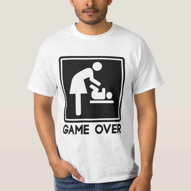 Game Over New Baby for Parent Mom T-Shirt (Front)