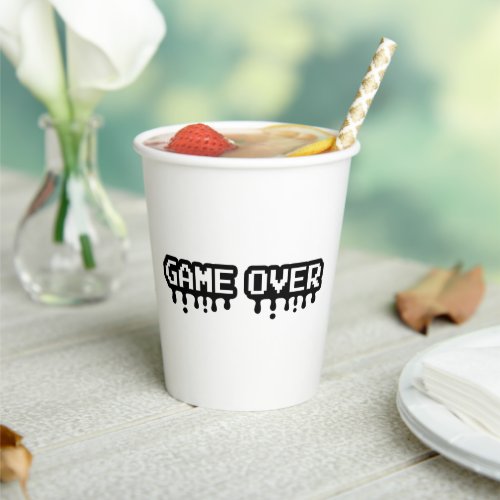 Game Over Pixel Art _ Retro design for Gamers Paper Cups