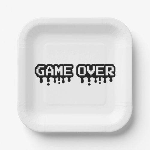Game Over Pixel Art _ Retro design for Gamers Paper Plates