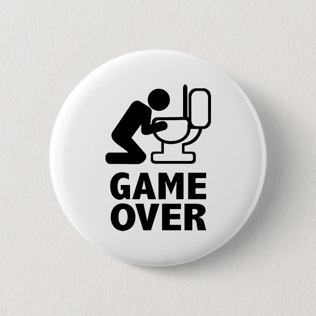Game over puke toilet pinback button (Front)