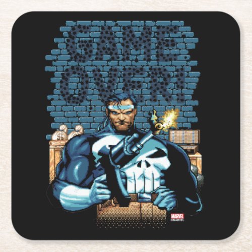 Game Over Punisher Video Game Sprite Screen Square Paper Coaster