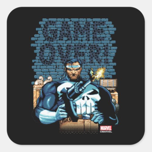 Game Over Punisher Video Game Sprite Screen Square Sticker