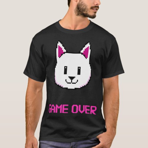 Game Over Retro 8bit Cat 1 T_Shirt