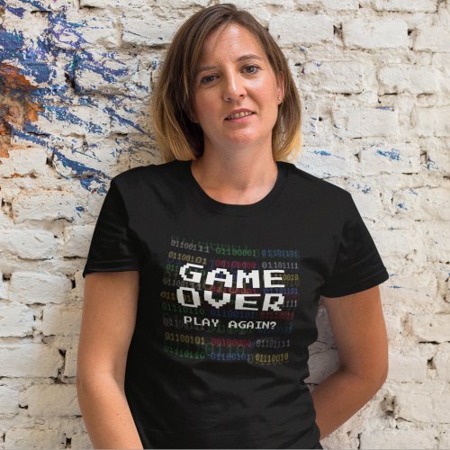 Game Over Retro Gamer Pixel Text T_Shirt