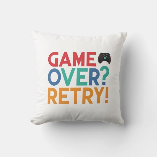 Game Over retry  Throw Pillow