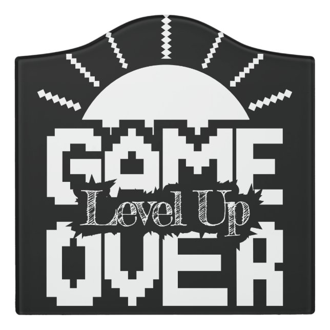Game Over: Revive Old Games, Level Up Your Game Door Sign (Large Crest Front)