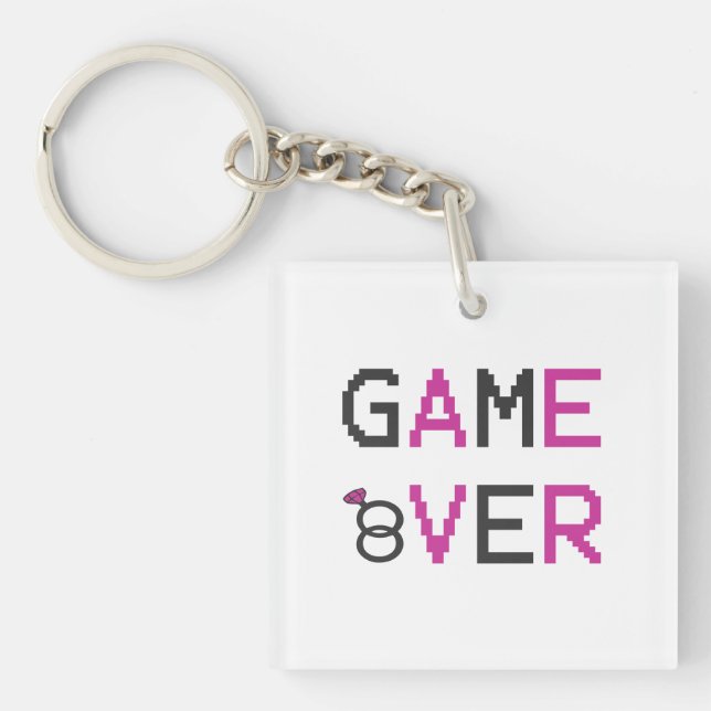 Game over ring wedding keychain (Front)