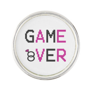 Game over ring wedding lapel pin
