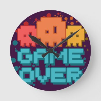 Game Over Round Clock by Middlemind at Zazzle