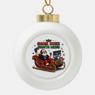 Game Over Santa Wins Christmas Gamer Ceramic Ball Christmas Ornament