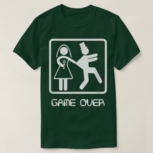 Game over shirtVideo gamer Bachelor Wedding Groom  T-Shirt (Design Front)