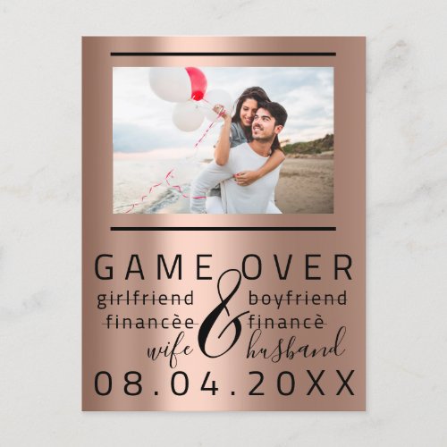 Game Over Skinny Funny Save The Date Couple Photo Postcard