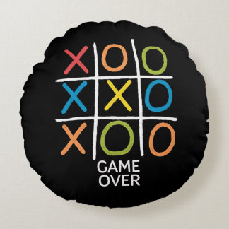 Game Over Tic-Tac-Toe Round Pillow