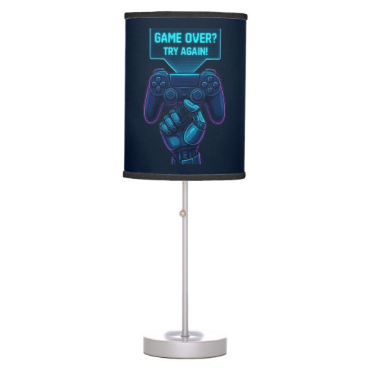 Game Over? Try Again! Futuristic Gamer Lamp (Front)