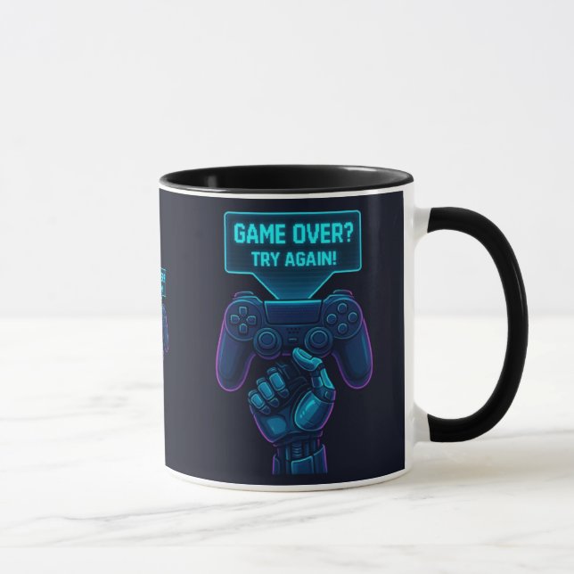 Game Over? Try Again! – Futuristic Gamer Mug (Right)