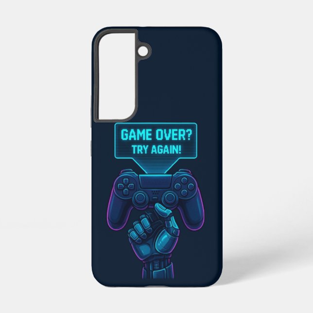 Game Over? Try Again! – Futuristic Gamer Phone  Samsung Galaxy Case (Back)