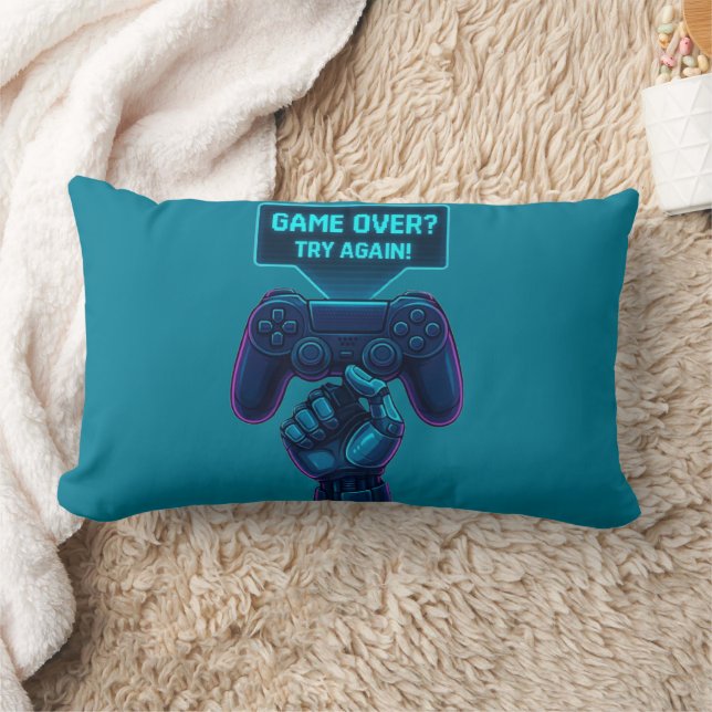 Game Over? Try Again! Futuristic Gamer Pillow (Blanket)