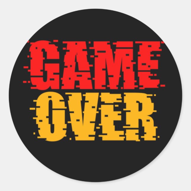 game over typography  design classic round sticker (Front)