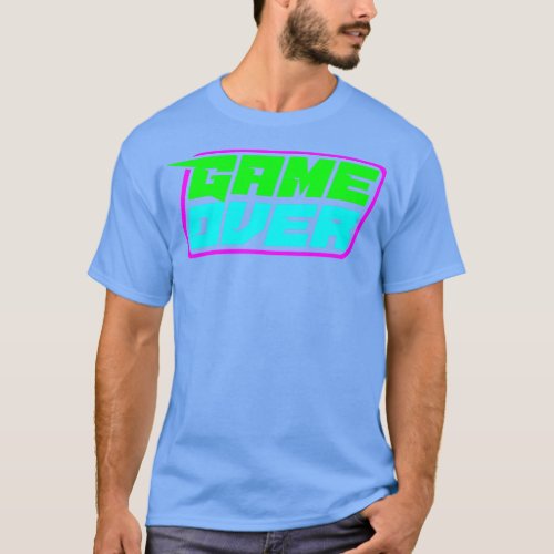 Game over vintage 80s eighties neon retro video ga T_Shirt