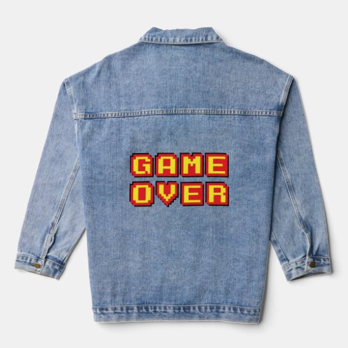Game Over Vintage Retro Video Games Gaming gift ar Denim Jacket