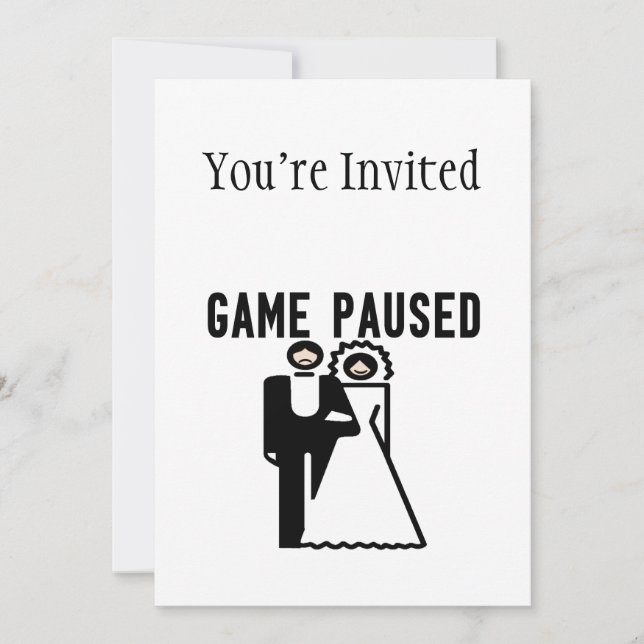 Game Paused Bride & Groom Invitation (Front)