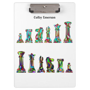 Game Players Rainbow Color Chess Pieces Set Clipboard