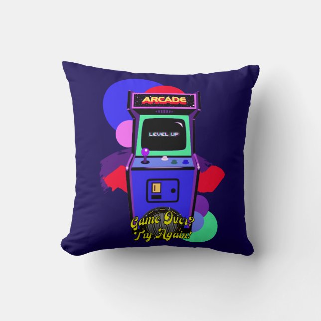 Game Print - Retro Arcade Game - Throw Pillow (Front)
