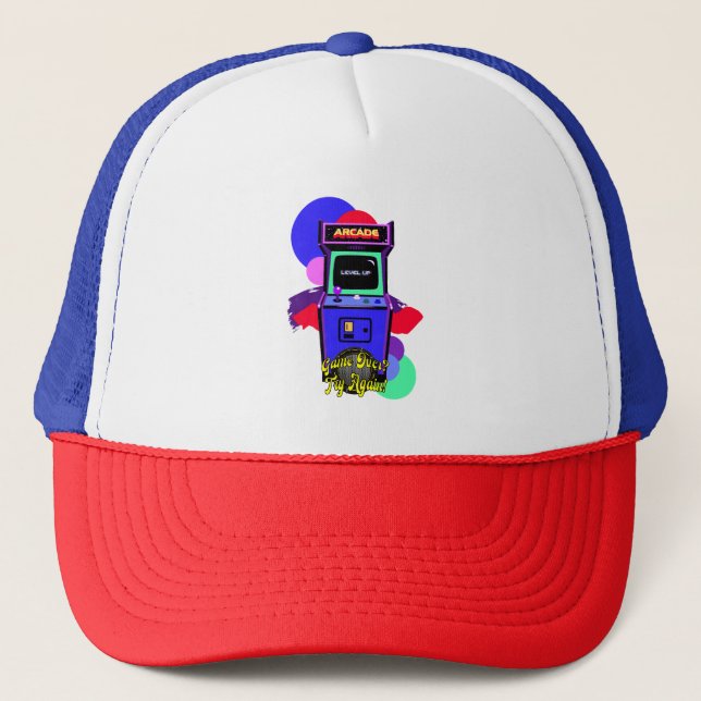Game Print - Retro Arcade Game - Tote Bag Trucker Hat (Front)