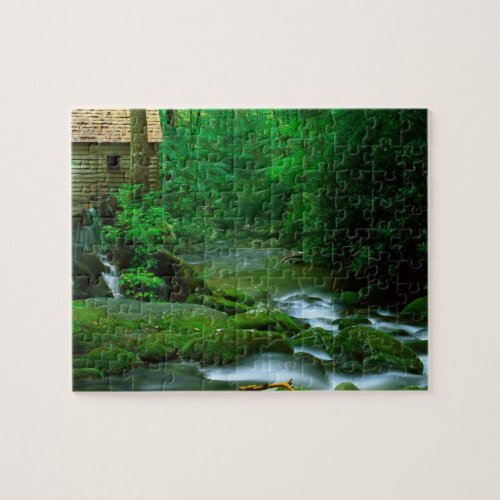 Game Puzzle_Lush Forest Creek Scene Jigsaw Puzzle