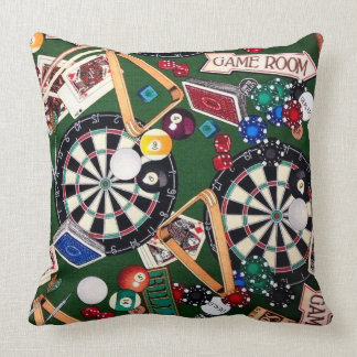 Game Room Billiards Cards Throw Pillow