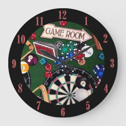 Game Room Billiards Large Clock