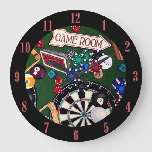 Game Room Billiards  Large Clock